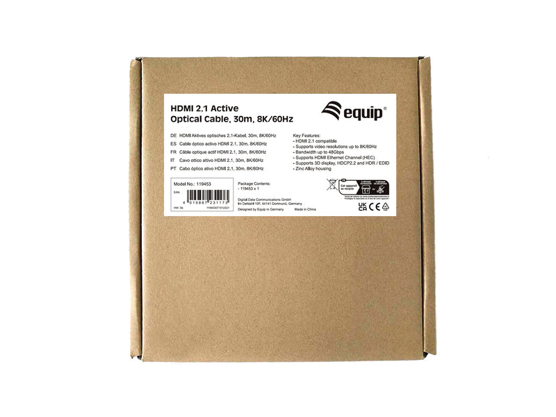 Equip 19453 Active HDMI 2.1 Optical Cable, 30m, 8K/60Hz, 4K/120Hz