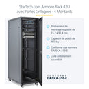 StarTech.com Rack Serveur 42U à 4 Montants, Rack de Données 19" pour Ordinateur / AV / Équipement IT, Rack Serveur avec Roulettes, Armoire Réseau Industrielle Pleine Taille