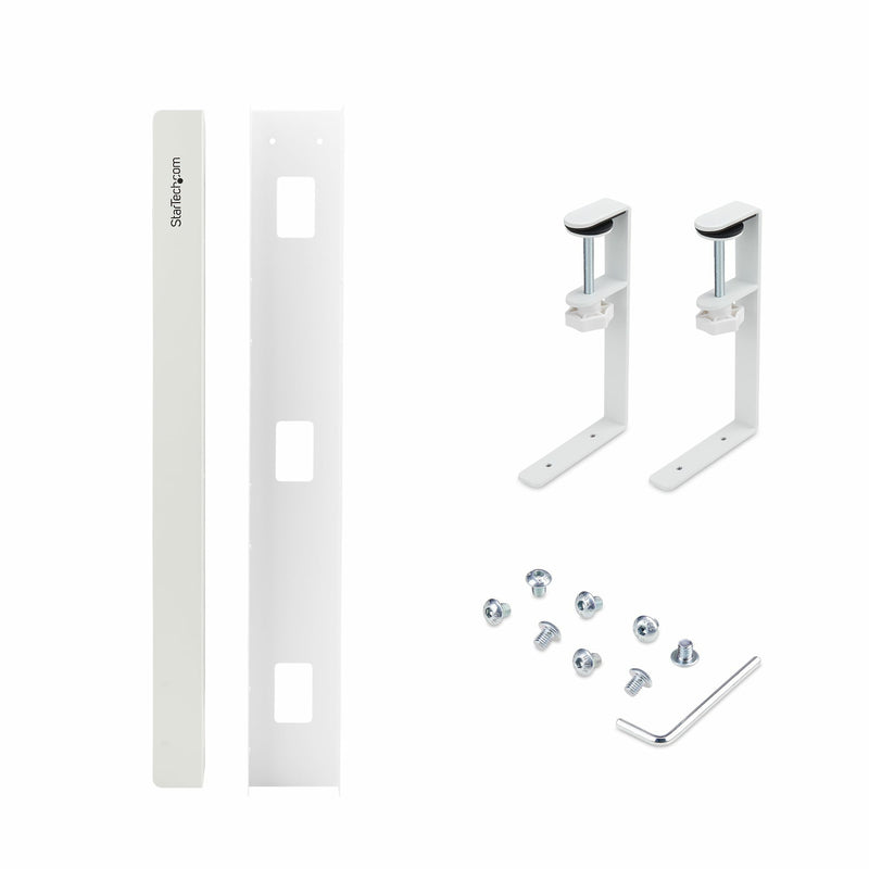 StarTech.com Goulotte Passe Câble Bureau, Organiseur de Câbles Ajustable en Longueur, Installation à Pinces, Aucun Perçage Nécessaire, Support Multiprise, Blanc