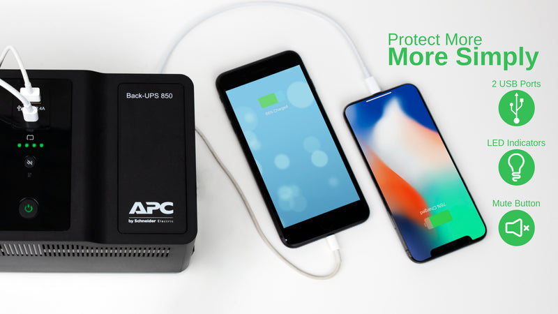 APC Back UPS - Mono Off-Line UPS - 850VA 230V - USB Type-C en A - 6+2 GR-aansluiting