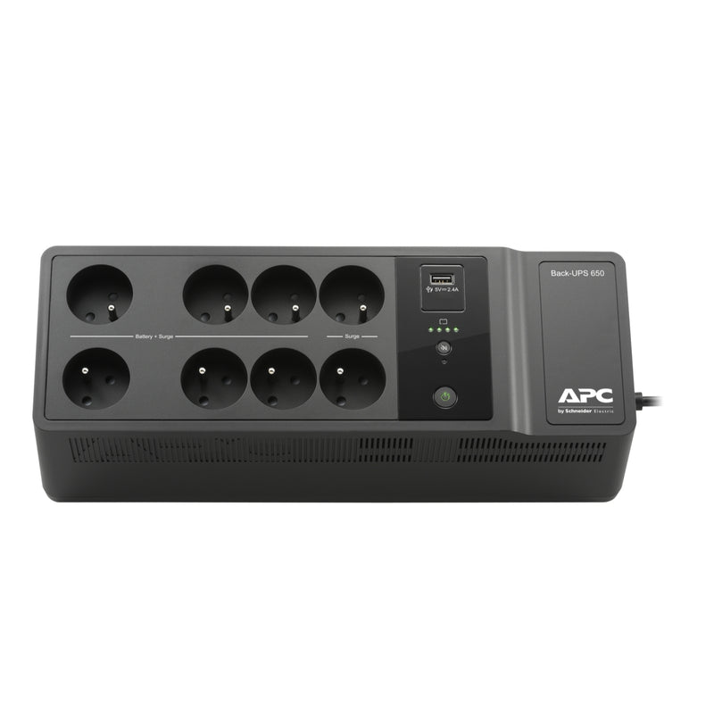 APC Back-UPS - Enkelfasige off-line UPS - 650 VA - 230 V - 1 USB - 6+2 Franse stopcontacten