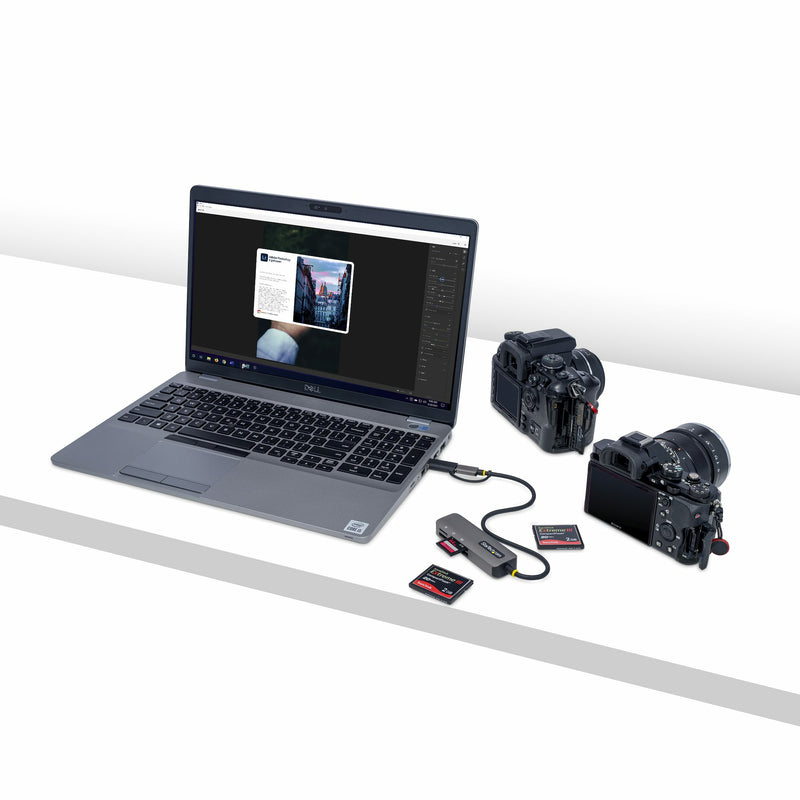 StarTech.com Multi-Media Geheugenkaartlezer, SD/microSD/CompactFlash Kaartlezer, 5 Gbps USB Draagbare Kaartadapter, USB-C Kaartlezer met USB-A Adapter - Compatibel met alle besturingssystemen