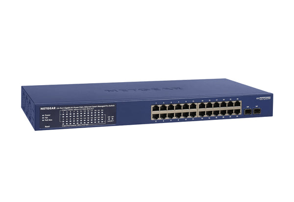 NETGEAR GS724TP-300EUS commutateur réseau Géré L2/L3/L4 Gigabit Ethernet (10/100/1000) Connexion Ethernet, supportant l'alimentation via ce port (PoE) Bleu