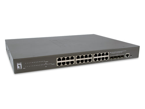 LevelOne GTP-2871 Gigabit Ethernet (10/100/1000) Managed L3 Network Switch, Ethernet Connection, Supports Power over Ethernet (PoE), Gray