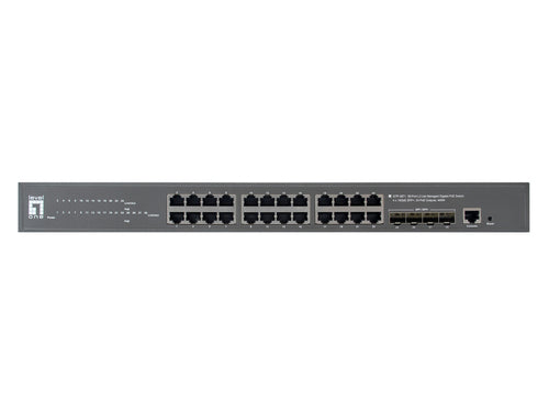 LevelOne GTP-2871 Gigabit Ethernet (10/100/1000) Managed L3 Network Switch, Ethernet Connection, Supports Power over Ethernet (PoE), Gray