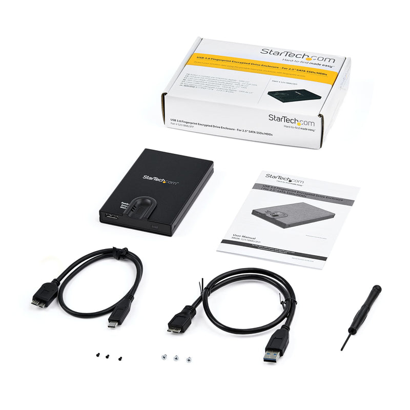 StarTech.com Boîtier de disque dur SATA de 2,5" crypté - Accès par empreinte digitale
