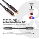 CLUB3D USB3.2 G2 TYPE-C ACT. OPT. A/V M/M 20M câble USB USB 3.2 Gen 2 (3.1 Gen 2) USB C Noir