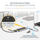 StarTech.com Adaptateur USB-C vers Double HDMI - USB-C ou A vers 2x HDMI - 4K 60Hz - 100W Power Delivery Pass-Through - Adaptateur Vidéo avec Câble Intégré de 30cm - Convertisseur USB-C vers HDMI pour PC Portable