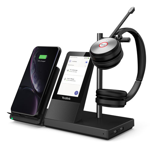 Yealink WH66 Dual Teams Systèmes de conférences audio personnelle Sans fil Arceau Bureau/Centre d'appels USB Type-A Bluetooth Socle de chargement Noir