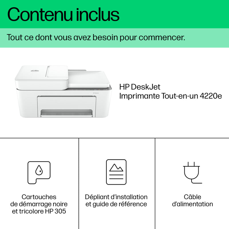 HP DeskJet 4220e Wireless All-in-One Color Printer, Instant Ink; Copier, Scanner