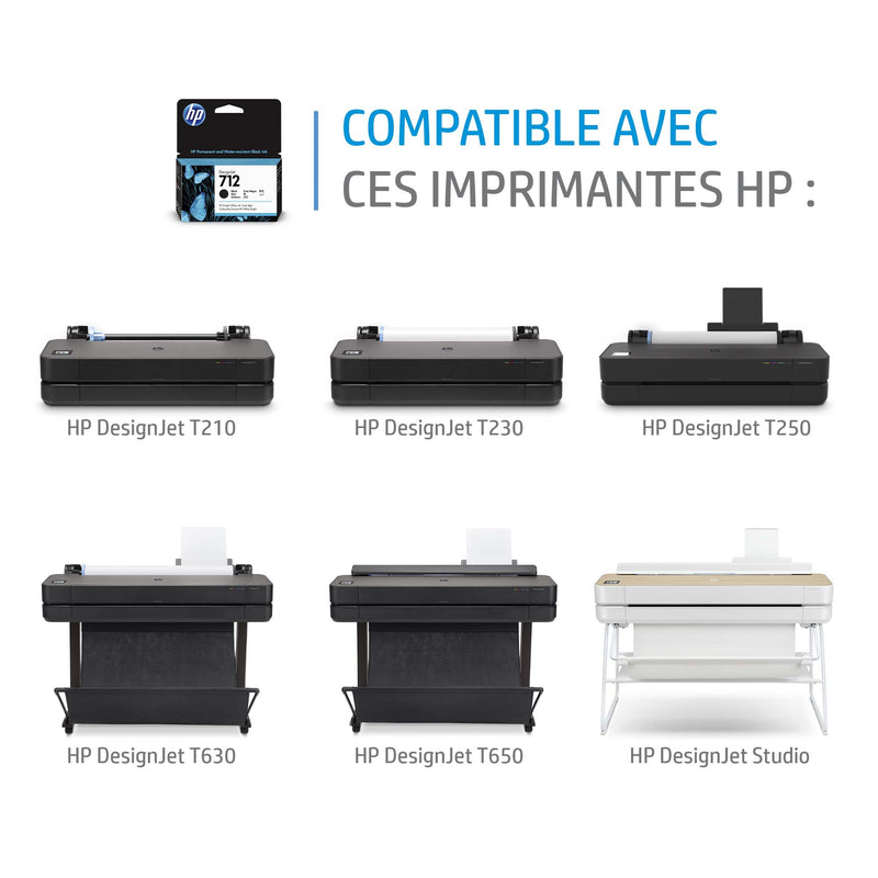 HP Pack de 3 cartouches d'encre DesignJet 712, jaune, 29 ml
