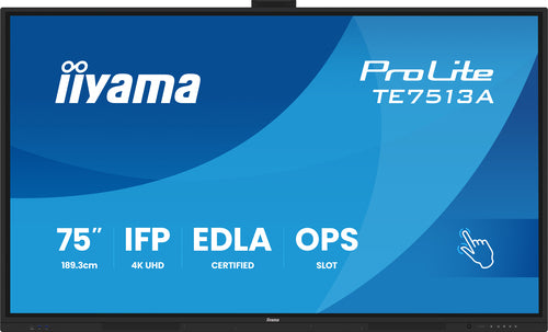 iiyama TE7513A-B1AG Dynamisch display Interactief flatpanel 190,5 cm (75") Wifi 500 cd/m² 4K Ultra HD Zwart Touchscreen Geïntegreerd Processor Android 18/7