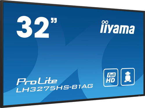 iiyama LH3275HS-B1AG Écran d'affichage dynamique Écran plat de signalisation numérique 80 cm (31.5") LCD Wifi 500 cd/m² Full HD Noir Intégré dans le processeur Android 11 24/7