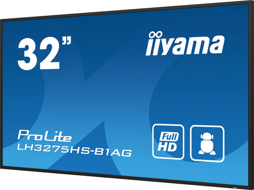 iiyama LH3275HS-B1AG Écran d'affichage dynamique Écran plat de signalisation numérique 80 cm (31.5") LCD Wifi 500 cd/m² Full HD Noir Intégré dans le processeur Android 11 24/7