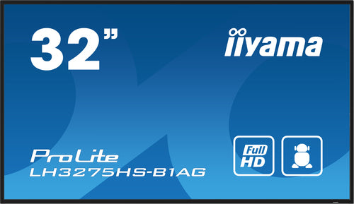 iiyama LH3275HS-B1AG Écran d'affichage dynamique Écran plat de signalisation numérique 80 cm (31.5") LCD Wifi 500 cd/m² Full HD Noir Intégré dans le processeur Android 11 24/7