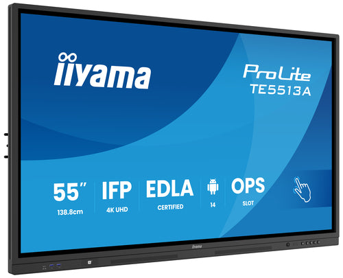 iiyama TE5513A-B1AG Dynamisch display Interactief flatpanel 138,7 cm (54,6") Wifi 450 cd/m² 4K Ultra HD Zwart Touchscreen Geïntegreerd Processor Android 18/7