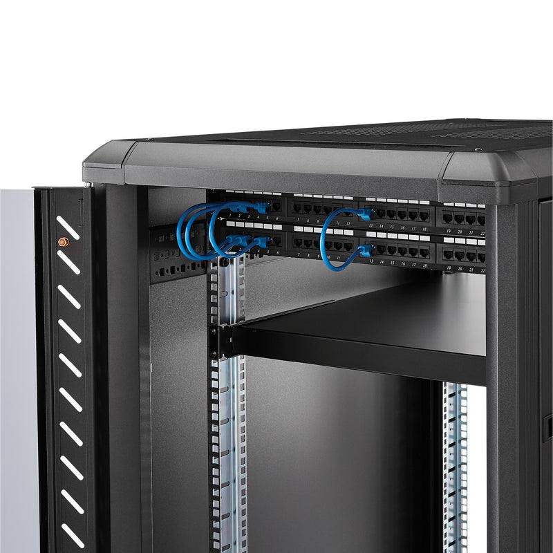 StarTech.com Étagère Réglable pour Montage en Rack Serveur 1U - 150 kg - Profondeur de Montage Réglable de 49,5 à 97,4cm Plateau Universel pour rack d'équipement AV/réseau 19" - Profondeur 69,8 cm
