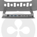 CLUB3D Support réglable en aluminium pour ordinateur portable avec hub USB-C®