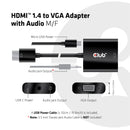 CLUB3D CAC-1302 câble vidéo et adaptateur 0,5 m HDMI Type A (Standard) VGA (D-Sub) Noir