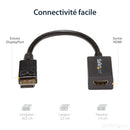 StarTech.com Adaptateur DisplayPort vers HDMI - Convertisseur Vidéo DP 1.2 vers HDMI 1080p - Câble DP vers HDMI pour Moniteur/Écran - Câble Passif DP à HDMI - Connecteur DP à Verrouillage