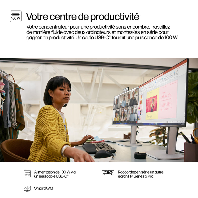 HP Series 5 Pro Écran pour visioconférence FHD USB-C 23,8 pouces – 524pm