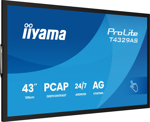 iiyama T4329AS-B1AG écran plat de PC 108 cm (42.5") 3840 x 2160 pixels 4K Ultra HD LED Écran tactile Noir