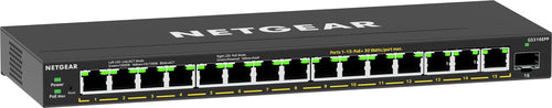 NETGEAR 16-Port High-Power PoE+ Gigabit Ethernet Plus Switch (231W) with 1 SFP port (GS316EPP) Géré Gigabit Ethernet (10/100/1000) Connexion Ethernet, supportant l'alimentation via ce port (PoE) Noir