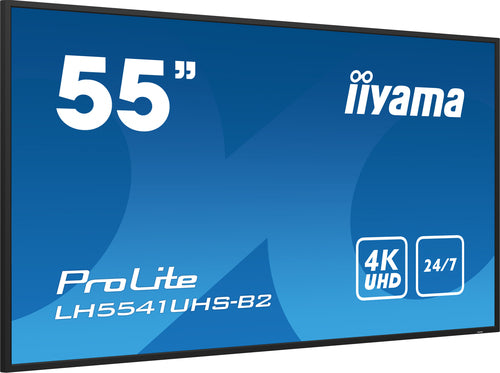 iiyama LH5541UHS-B2 Kiosk-stijl Digital Signage Display 138,7 cm (54,6") LCD 500 cd/m² 4K Ultra HD Zwart Geïntegreerde processor 24/7