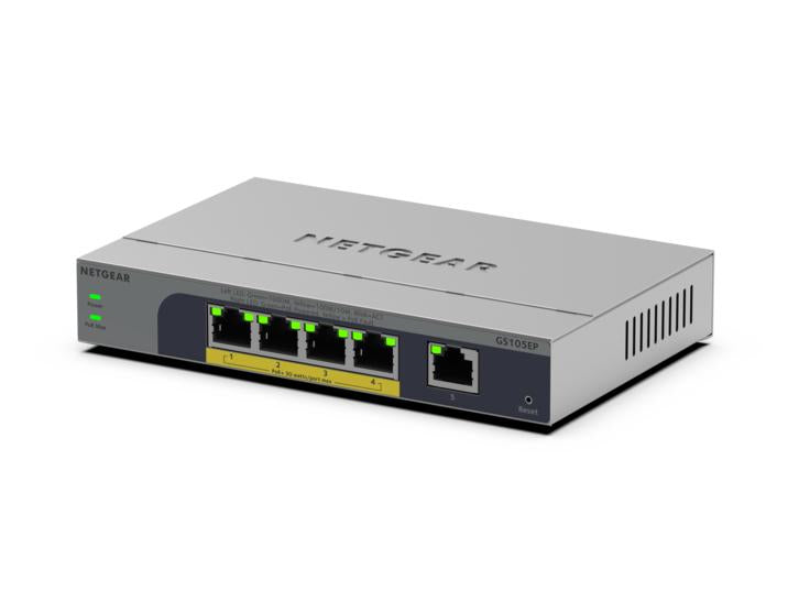 NETGEAR GS105EP Non-géré Gigabit Ethernet (10/100/1000) Connexion Ethernet, supportant l'alimentation via ce port (PoE) Gris