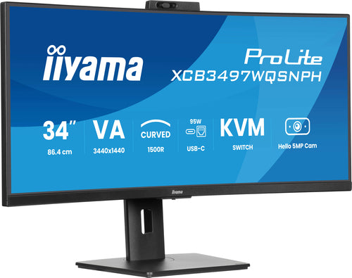 iiyama ProLite XCB3497WQSNPH-B1 86,4 cm (34") 3440 x 1440 pixels UltraWide Quad HD LED PC flatscreen monitor, zwart