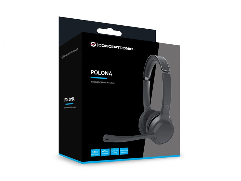 Conceptronic POLONA04B Headphones Wired &amp; Wireless Headband Calls/Music USB Type-C Bluetooth Black