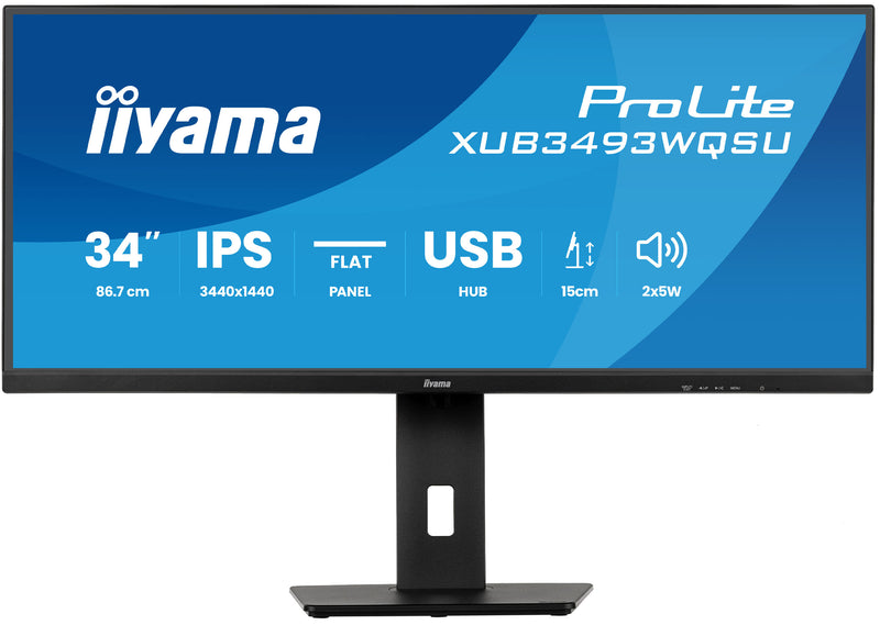 iiyama ProLite XUB3493WQSU-B6 86,4 cm (34") 3440 x 1440 pixels UltraWide Quad HD LED PC flatscreen monitor, zwart