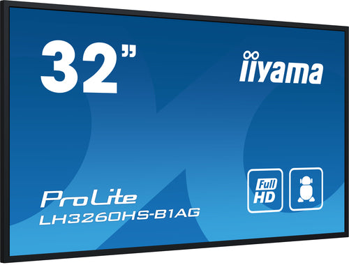 iiyama LH3260HS-B1AG 80 cm (31,5") Digitaal A-kaart Dynamisch display LED Wifi 500 cd/m² Full HD Zwart Geïntegreerde Android 11-processor 24/7