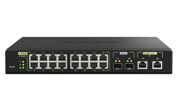 QNAP QSW-M2116P-2T2S commutateur réseau Géré L2 2.5G Ethernet Connexion Ethernet, supportant l'alimentation via ce port (PoE) Noir
