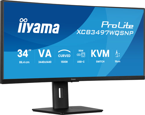 iiyama ProLite XCB3497WQSNP-B1 écran plat de PC 86,4 cm (34") 3440 x 1440 pixels UltraWide Quad HD LED Noir