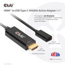CLUB3D CAC-1333 câble vidéo et adaptateur 0,22 m HDMI Type A (Standard) USB Type-C Noir