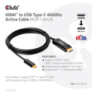 CLUB3D CAC-1334 câble vidéo et adaptateur 1,8 m HDMI Type A (Standard) USB Type-C Noir