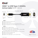 CLUB3D CAC-1334 câble vidéo et adaptateur 1,8 m HDMI Type A (Standard) USB Type-C Noir