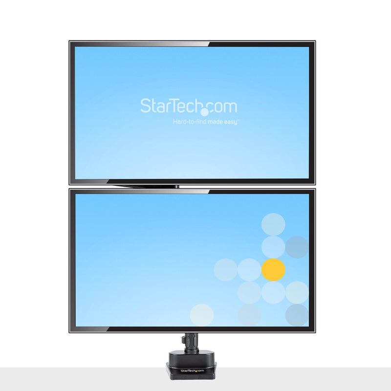 StarTech.com Dual Monitor PC Mount - Dual Monitor Arm VESA - 32" 8kg - Vertically Stackable - Holds 2 Screens Height Adjustable/Articulating - Clamp/Eyelet Mount