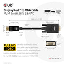 CLUB3D CAC-1012 câble vidéo et adaptateur 2 m DisplayPort VGA (D-Sub) Noir