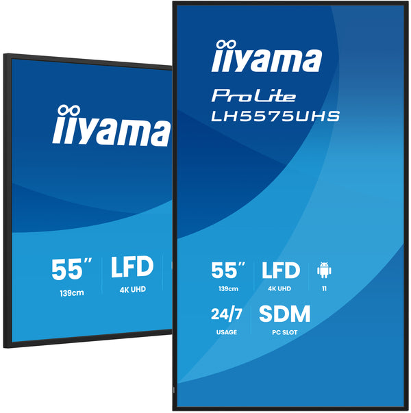 iiyama LH5575UHS-B2AG Digital Signage Display, 54,6" (138,7 cm) LCD, 500 cd/m², 4K Ultra HD, zwart, ingebouwde Android 11, 24/7