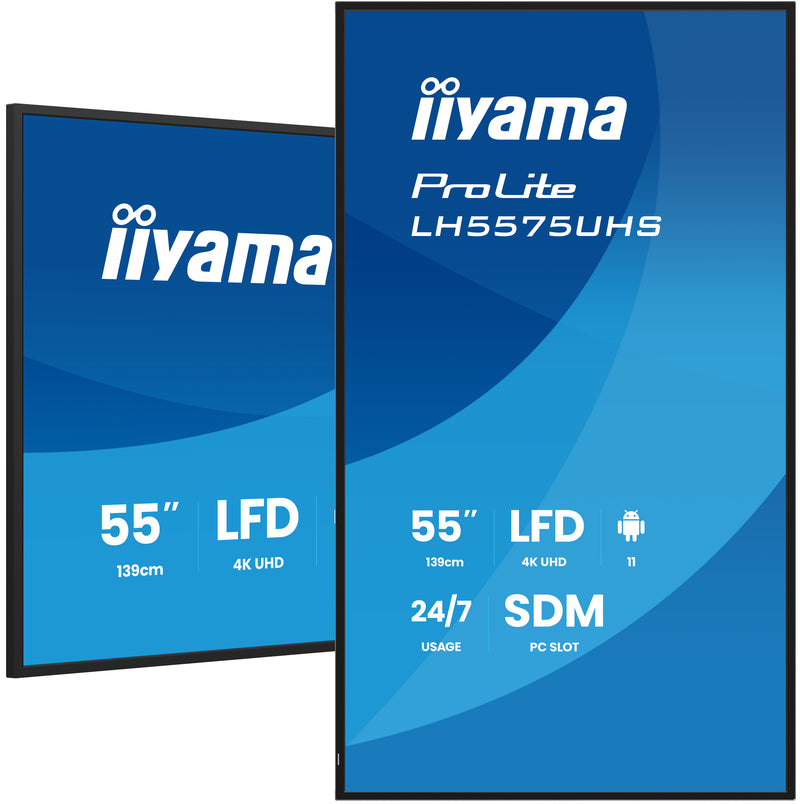 iiyama LH5575UHS-B2AG Digital Signage Display, 54,6" (138,7 cm) LCD, 500 cd/m², 4K Ultra HD, zwart, ingebouwde Android 11, 24/7