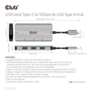 CLUB3D 4-Port USB-A Hub for USB-C – 10Gbps Fast Transfer