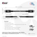 CLUB3D CAC-1575 câble USB USB4 Gen 2x2 2 m USB C Noir