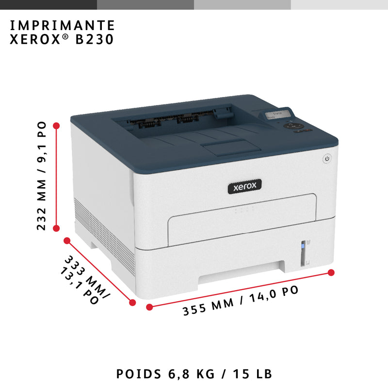 Xerox B230 draadloze A4 duplexprinter 34 ppm, PCL5e/6, 2 laden Totaal 251 vel