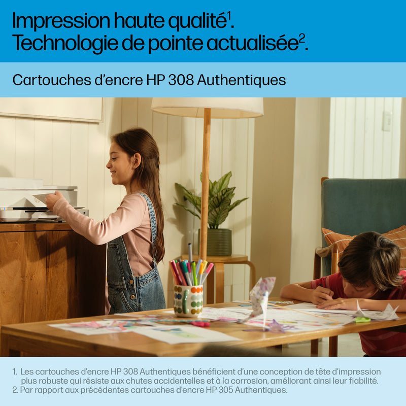 HP 308 Pack de 2 cartouches d’encre authentiques Noir/Trois couleurs