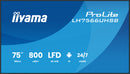 iiyama LH7566UHSB-B1AG Écran d'affichage dynamique Écran plat de signalisation numérique 190,5 cm (75") LCD Wifi 800 cd/m² 4K Ultra HD Noir Intégré dans le processeur Android 24/7