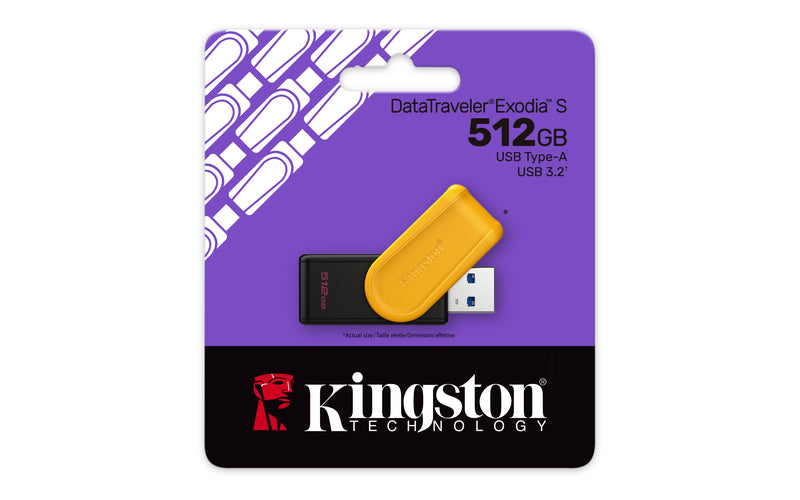 Kingston Technology DataTraveler 512GB Portable USB 3.2 Gen 1 Exodia S (Noir/Jaune)