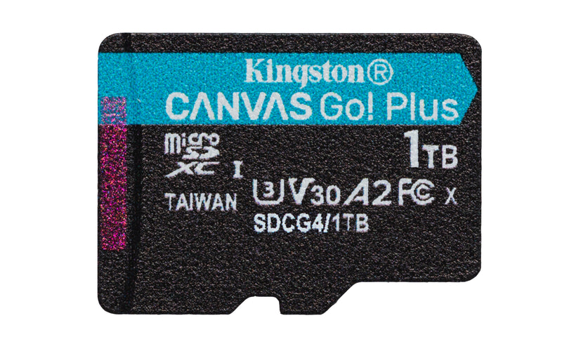 Kingston Technology Carte microSDXC Canvas Go Plus Gen4 200 Mo/s A2 U3 V30 1 To + adaptateur