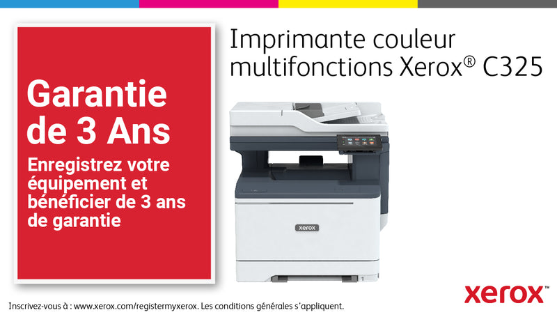 Xerox C325 Draadloos duplex kopiëren/afdrukken/scannen/faxen A4, 33 ppm, PS3 PCL5e/6, 2 laden, 251 vellen